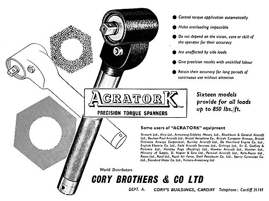 Cory Brothers Acratork Torque Spanners  Torque Wrenchs           