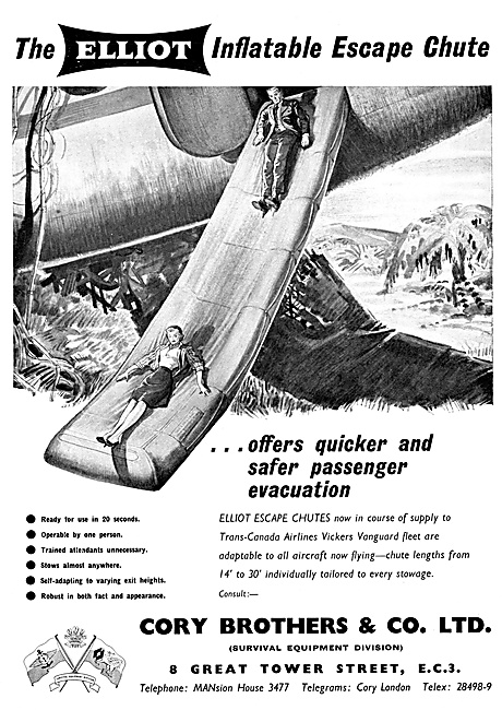 Cory Brothers Elliot Aircraft Escape Slides 1959                 