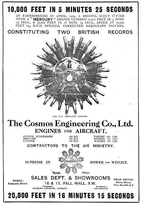 The Cosmos Engineering Co. Bristol. Aero Engine Manufacturers    