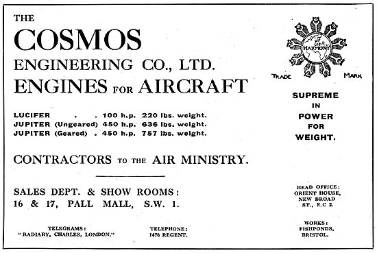 The Cosmos Engineering Co. Bristol. Aero Engine Manufacturers    