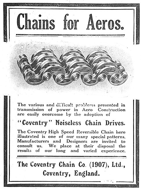 Coventry Noiseless Chain Drives For Aeroplanes                   