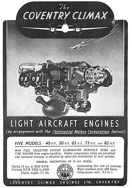 Coventry Climax Continental Motors Aero Engines 1941             