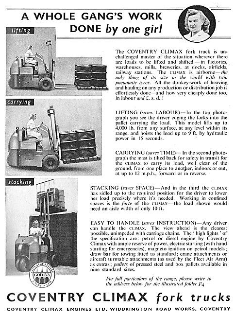 Coventry Climax Fork Lift Trucks 1946                            