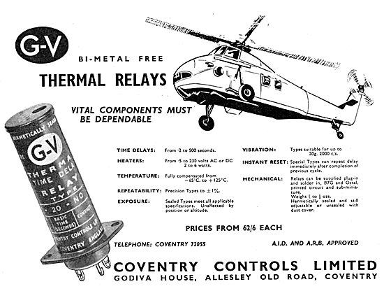 Coventry Controls. Allesley. Thermal Relays.                     