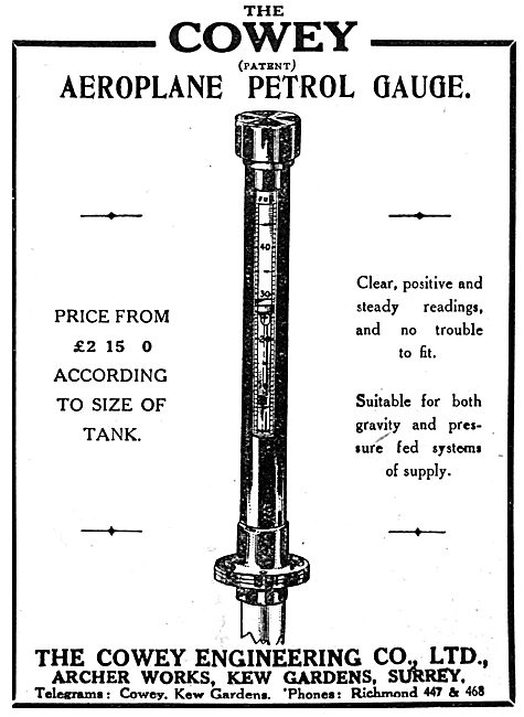 Cowey Engineering - Cowey Aeroplane Petrol Gauge                 