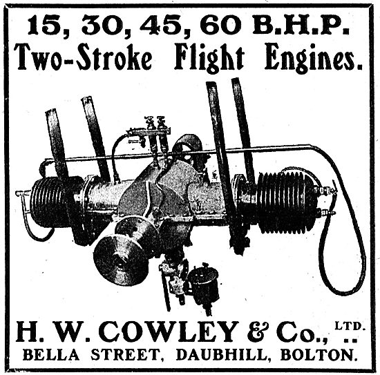 H.W.Cowley Bella St Daubhill Bolton. Two Stroke Flight Engines   