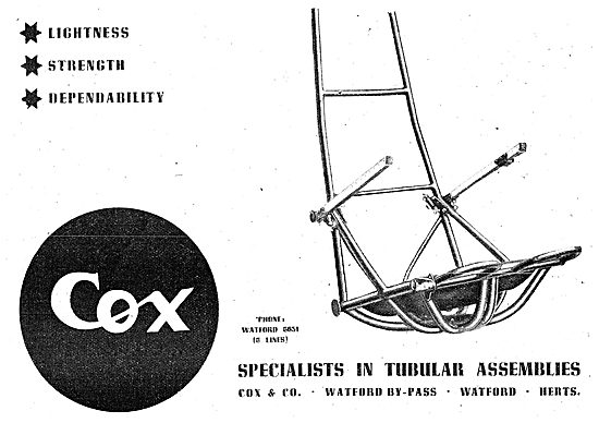 Cox & Co. Watford. Tubular Assemblies For Aircraft 1943 Advert   