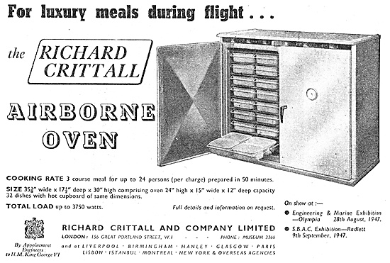 Richard Crittal Airborne Ovens - Galley Equipment 1947           