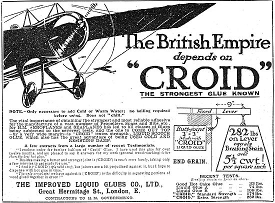 Croid Glues For Aeroplane Constructors                           