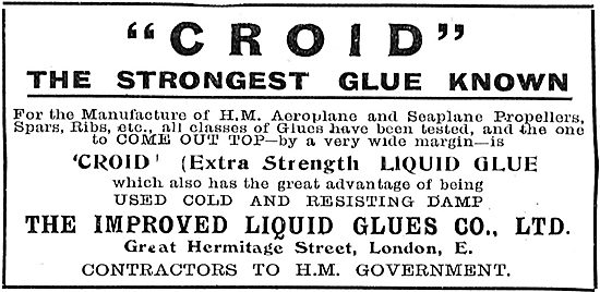 Croid Glues For Aeroplane Constructors                           