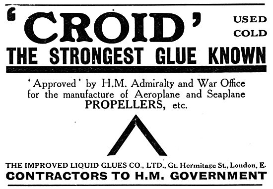 Croid Glues For Aeroplane Constructors                           