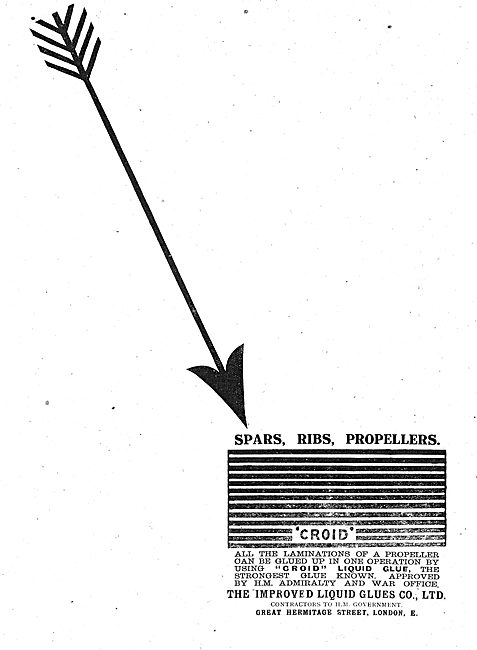 Croid Glues For Aeroplane Spars, Struts, Ribs & Propellers       