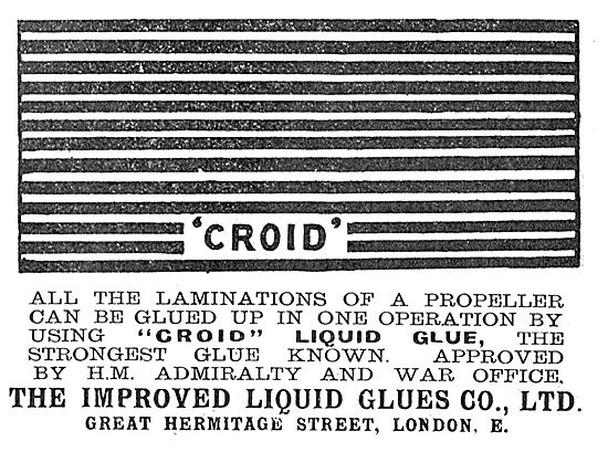 Croid Glues For Aeroplane Propeller Constructors                 