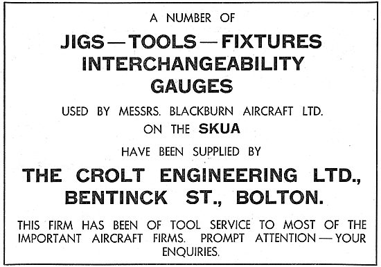 Crolt Engineering. Bolton - Jigs, Tools & Fixtures. 1939         