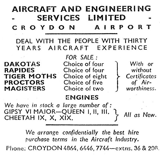 Aircraft & Engineering Services Croydon Airport.                 