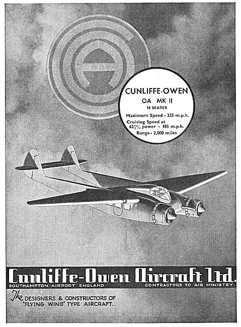 Cunliffe-Owen OA MKII 18 Seater Flying Wing Aircraft             