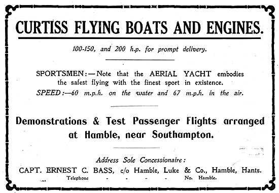 Capt Ernest Bass Hamble - Concessionaire For Curtiss Aeroplanes  