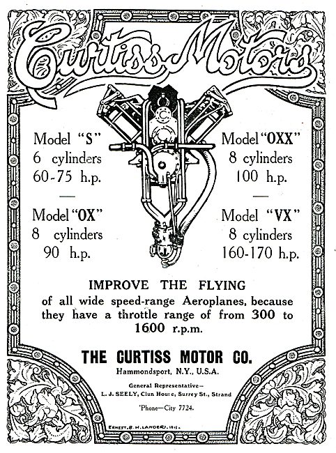 The Curtiss Model S 6 Cylinder 60-75HP Aero Motor                