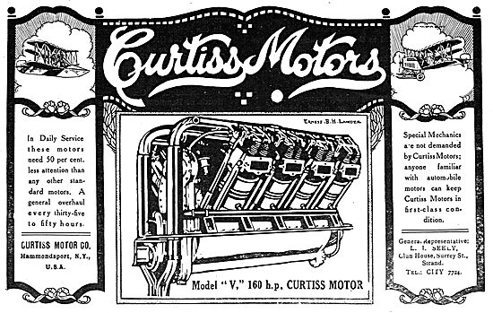 Curtiss Model V 160 HP Aeroplane Motor                           