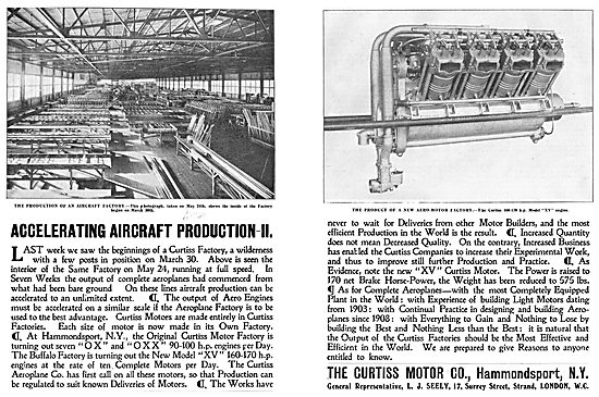 Curtiss Model XV Aero Engine - A Product From Our New Factory    