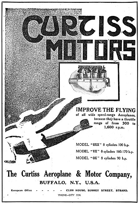 Curtiss Models OXX, VX & OX Aero Engines 90-170 HP               