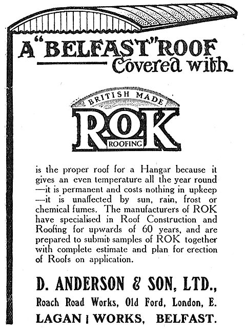 D.Anderson & Sons ROK Belfast Roofs For Aeroplane Hangars        