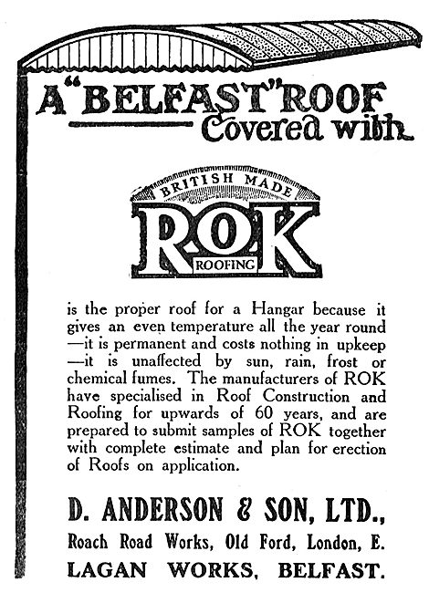D.Anderson & Sons ROK Belfast Roofs For Aeroplane Hangars        