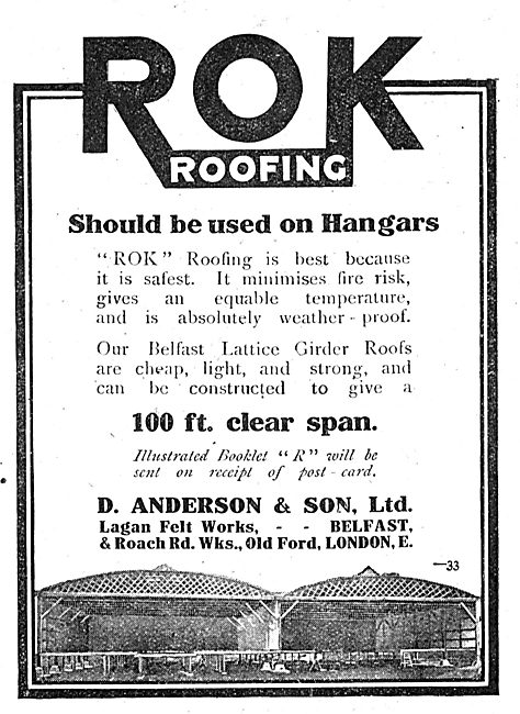 D.Anderson & Sons ROK Belfast Roofs For Aeroplane Hangars        