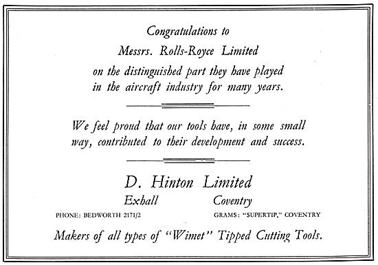 D.Hinton. Exhall.Coventry.  Wimet Tipped Cutting Tools           