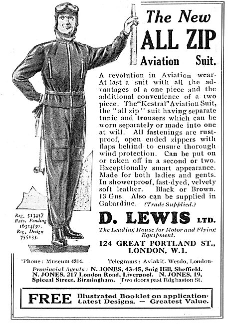 D Lewis Aviator's All Zip Aviation Suit                          