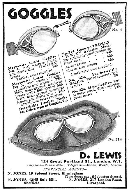 D Lewis Aviator's Flying Goggles.                                