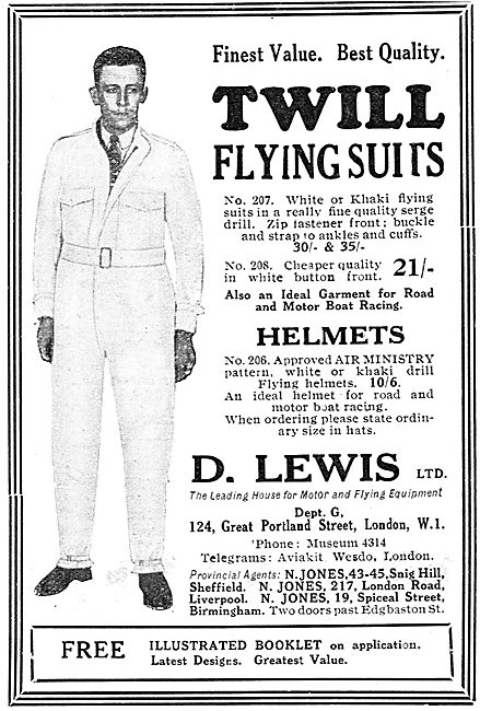 D.Lewis Aviators Clothing - Twill Flying Suits                   