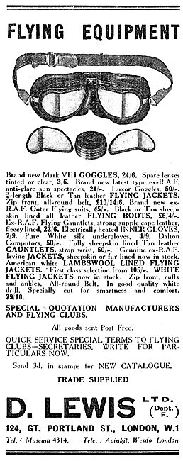 D.Lewis Flying Clothing & Equipment                              