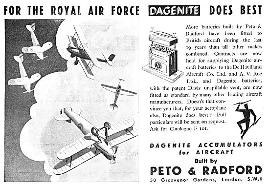 Dagenite Accumulators For Aircraft - Battery - RAF               