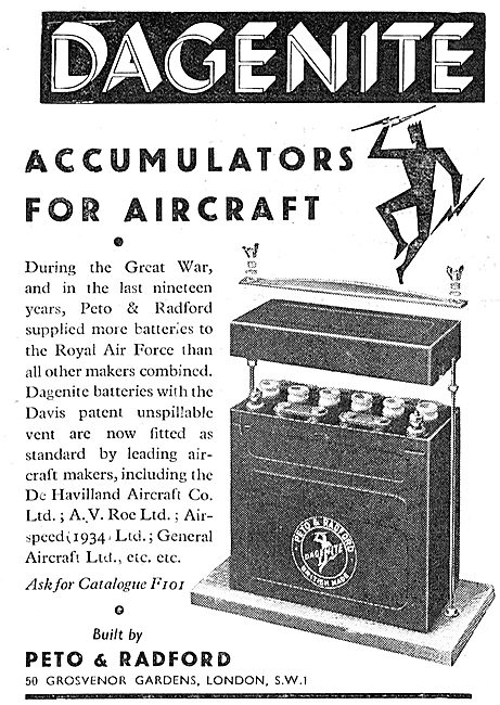 Dagenite Accumulators For Aircraft - Battery                     