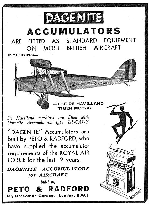 Dagenite Accumulators For Aircraft - Battery - Tiger Moth        