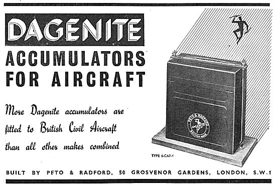 Dagenite Accumulators For Aircraft - Battery                     