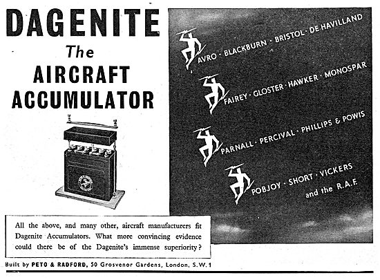 Dagenite Accumulators For Aircraft - Batteries                   