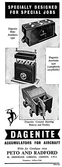 Dagenite Accumulators For Aircraft - Battery. Trolley Acc  1943  