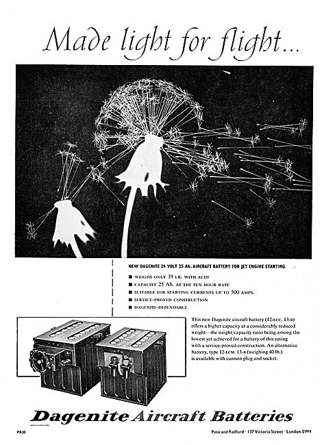 Dagenite 24 Volt 25 AH Aircraft Battery For Jet Engine Starting  