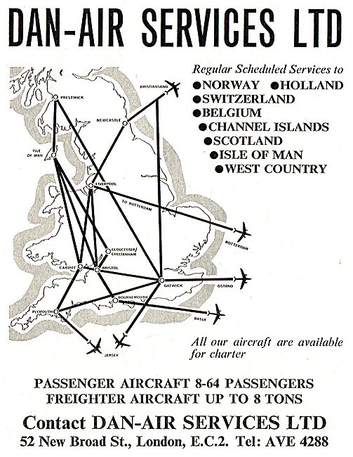 Dan-Air Scheduled Route Network                                  