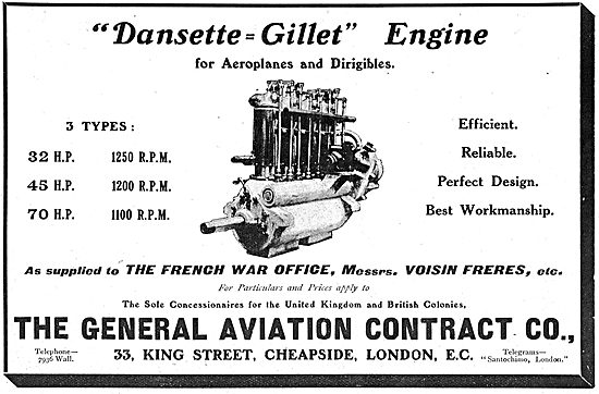 Dansette-Gillet Engines For Aeroplanes & Dirigibles              