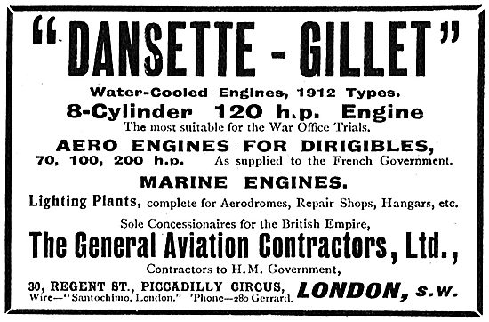 Dansette-Gillet 8 Cylinder 120 HP Aero Engine                    