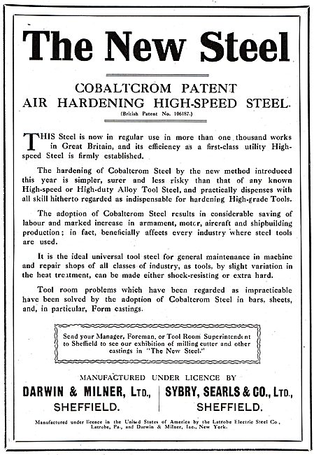 Darwin & Milner - Cobaltcrom Steel. Bar, Strip & Castings        