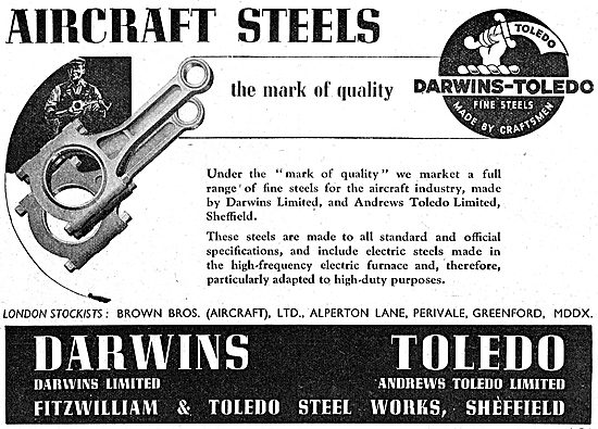 Darwins Aircraft Steels 1942 Darwins-Toledo                      