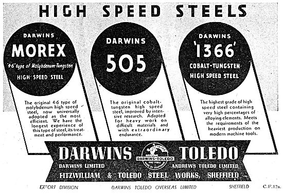 Darwins Toledo High Speed Steel. Morex  Darwins 505  Darwins1366 