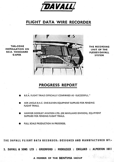 Davall Flight Data Wire Recorder. FDR                            