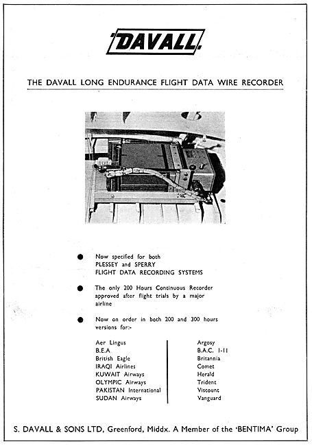 Davall Flight Data Recorders - Data Wire Recorders 1965          