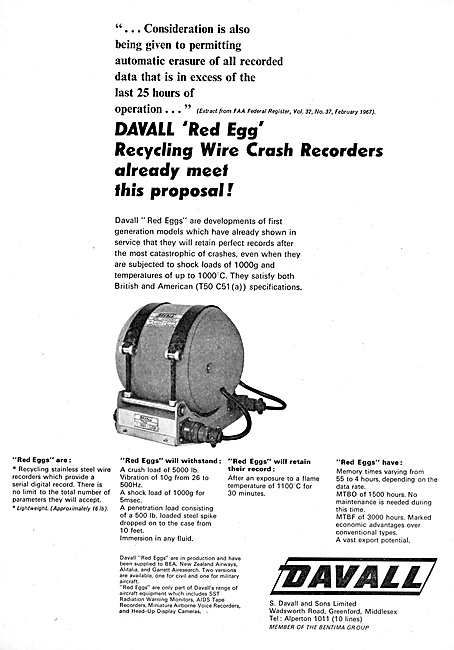 Davall 'Red Egg'  Flight Data Recorders                          