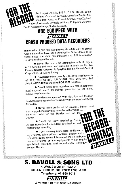 Davall  Flight Data Recorders. FDR                               